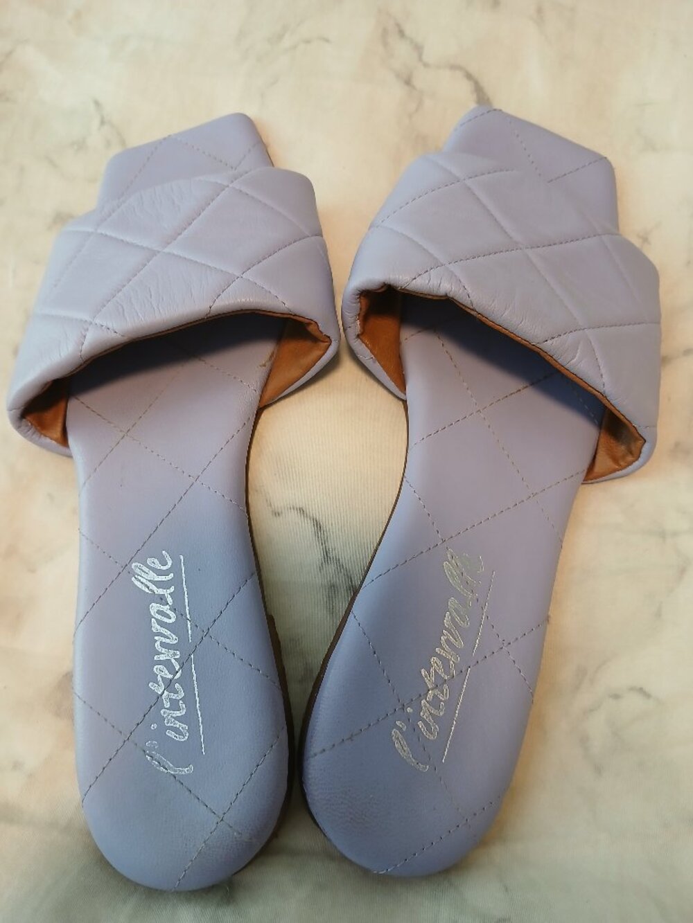 L'Intervalle Leather Quilted Slides